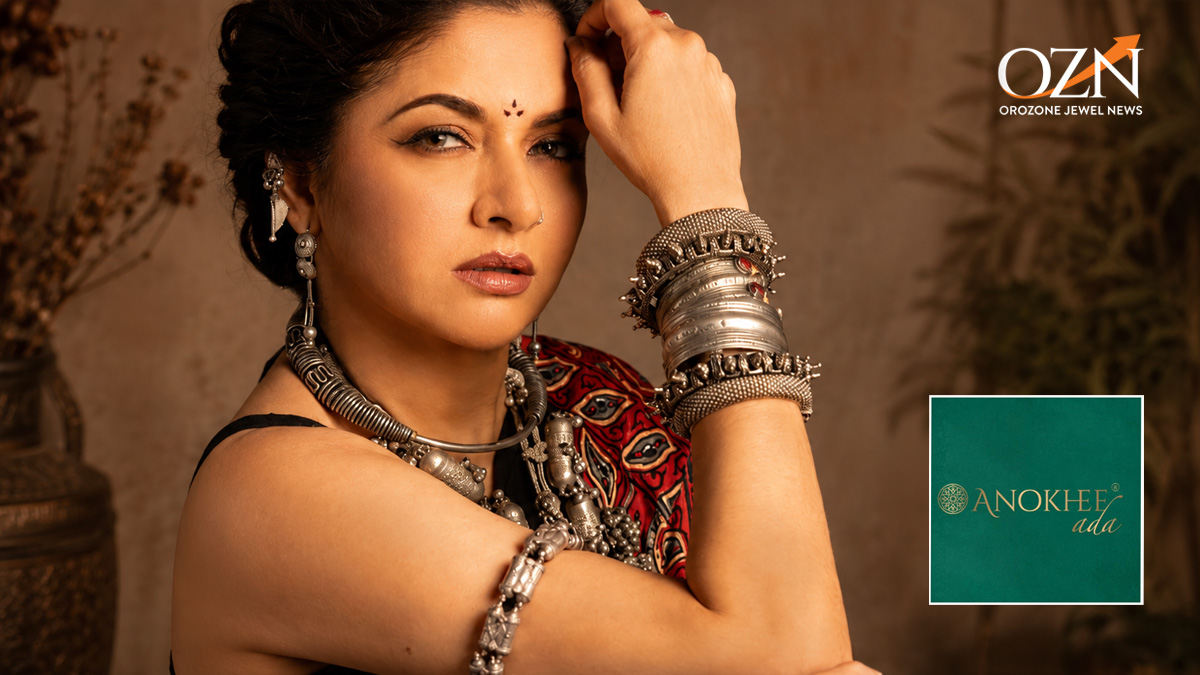 Bhagyashree’s Ajrakh Look Gets a Bold Jewellery Statement from Anokhee Ada