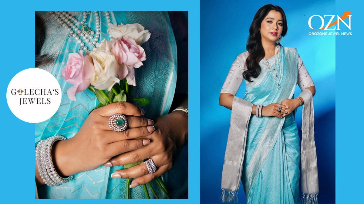Shreya Ghoshal Channels Retro Glamour With Golecha Jewels’ Pearls And Emeralds